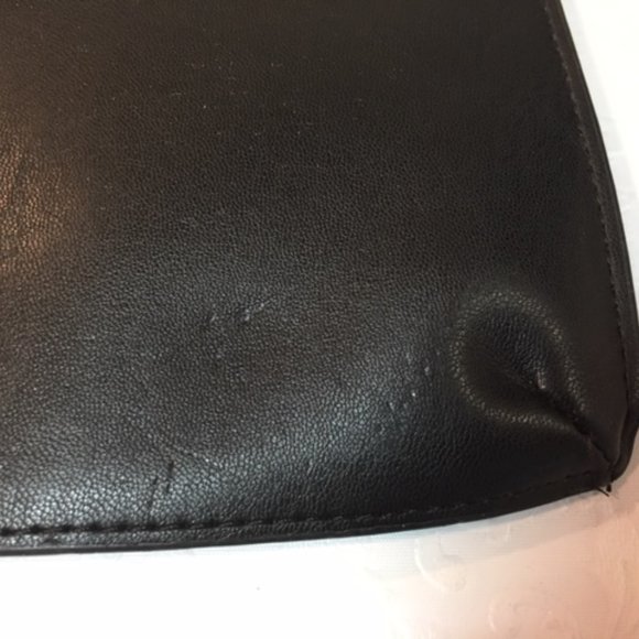 Calvin Klein Black Studded Leather Zip Pouch Wallet Purse 10" x 6" - Picture 10 of 13